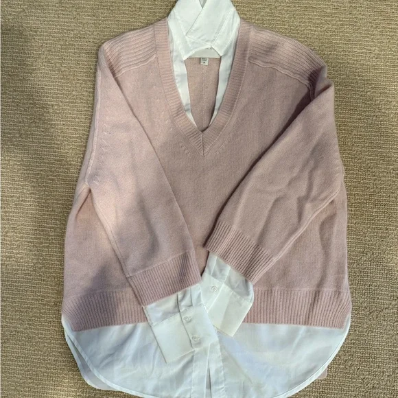 Brochu Walker l Looker Layered V-Neck Soft Pink Sweater
